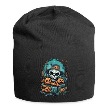 Halloween Skull & Jack O'Lanterns - Jersey-Beanie - Schwarz - Vorne