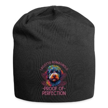 Farbenfroher Lagotto Romagnolo - Jersey-Beanie - Schwarz - Vorne