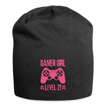 Gamer girl Level 21 Geburtstag - Jersey-Beanie - Schwarz - Vorne