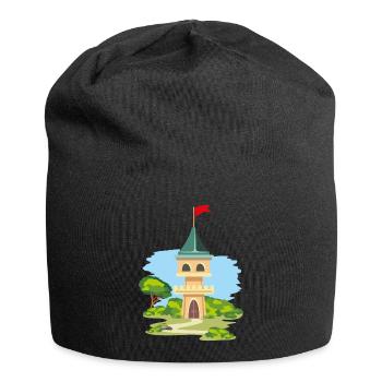 Château caricatural - Bonnet en jersey - noir - Devant