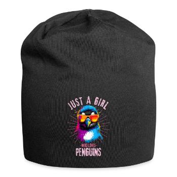 Colorful penguin with sunglasses - Jersey Beanie - black - Front