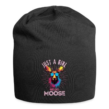 Colorful moose with sunglasses - Jersey Beanie - black - Front