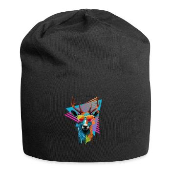 Deer with sunglasses 80s style - Jersey Beanie - black - Front