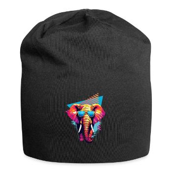 Elephant with sunglasses 80s style - Jersey Beanie - black - Front