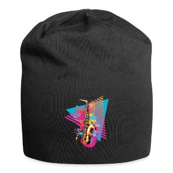 Saxophon 80er 90er Jahre - Jersey-Beanie - Schwarz - Vorne