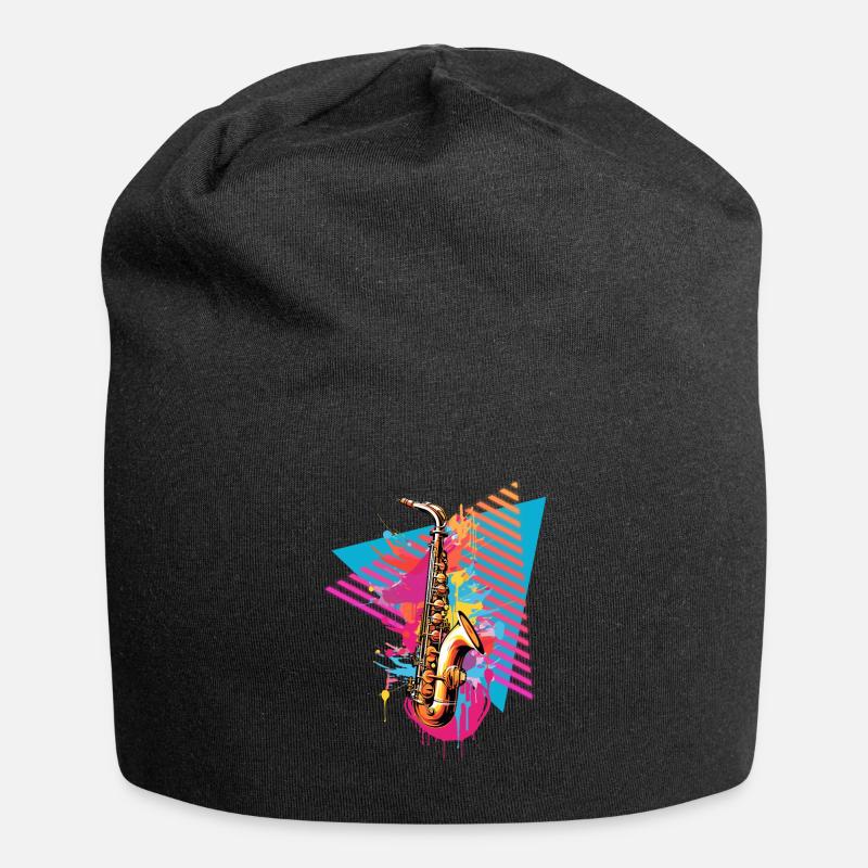 Saxophon 80er 90er Jahre - Jersey-Beanie - Schwarz