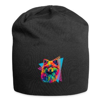 Miniature Spitz 80s Style - Jersey Beanie - black - Front