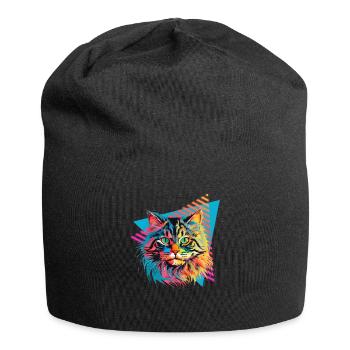 Siberian cat 80s style - Jersey Beanie - black - Front