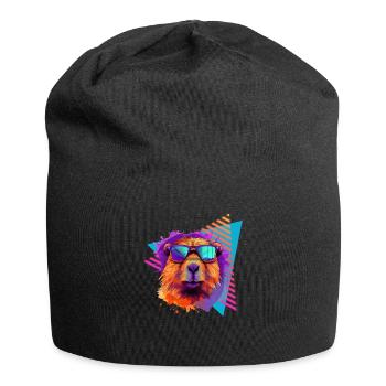 Capybara with sunglasses 80s style - Jersey Beanie - black - Front
