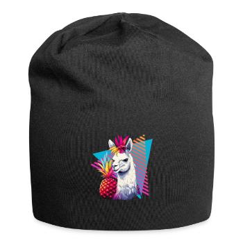 Llama with pineapple 80s style - Jersey Beanie - black - Front