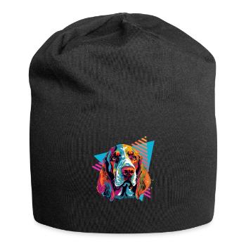 Basset Hound 80s Style - Jersey Beanie - black - Front