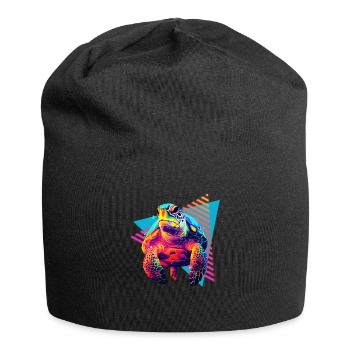 Sea turtle 80s style - Jersey Beanie - black - Front