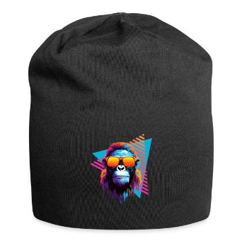 Chimpanzee with sunglasses 80s style - Jersey Beanie - black - Front