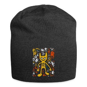 Street Art Whiskers: Halloween Graffiti Cat Tee - Bonnet en jersey - charbon - Devant