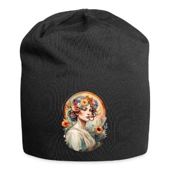 Portrait Art Nouveau d’une jolie femme - Bonnet en jersey - noir - Devant