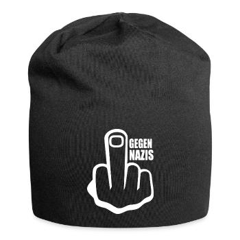 Gegen rechts Mittelfinger - Jersey-Beanie - Schwarz - Vorne