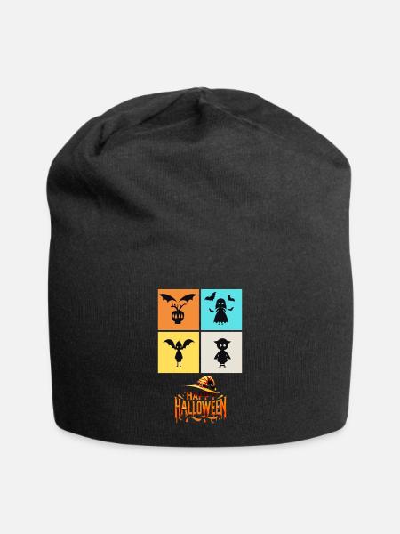 Quartet of Frights: A Halloween Collage - Jersey Beanie - black
