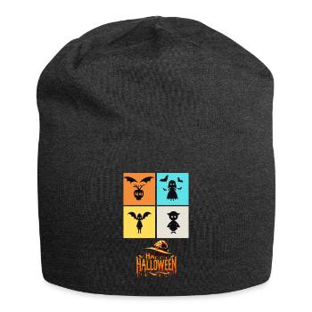 Quartett der Schrecken: Eine Halloween-Collage - Jersey-Beanie - Anthrazit - Vorne