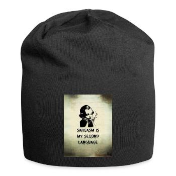 Sarkasmus ist meine zweite Sprache - Jersey-Beanie - Schwarz - Vorne
