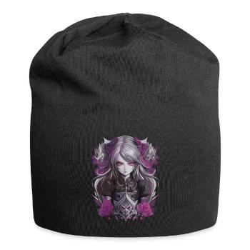 Fille d’anime gothique - Bonnet en jersey - noir - Devant