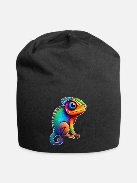 Niedliches kleines Chameleon - Jersey-Beanie - Schwarz