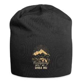 Shiba Inu Camping - Bonnet en jersey - noir - Devant