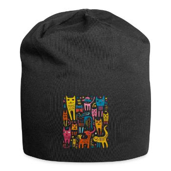 Cats Galore : T-shirt fantaisiste pop art félin. - Bonnet en jersey - noir - Devant