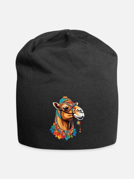 Kamel - Jersey-Beanie - Schwarz