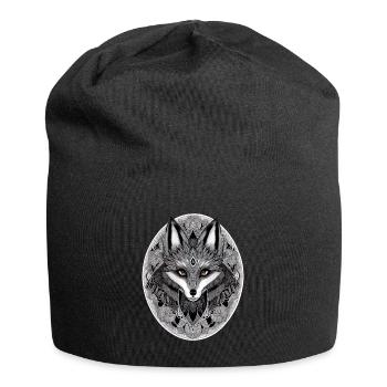 Fox Mandala Drawing Complex Nature Wilderness - Jersey Beanie - black - Front