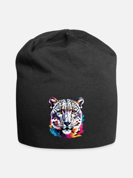 Schneeleopard - Jersey-Beanie - Schwarz