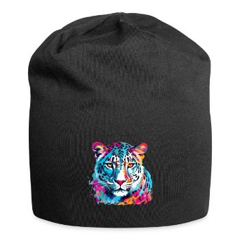 Colorful Snow Leopard Paint Splash Paint Splash - Jersey Beanie - black - Front