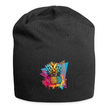 Pineapple Palms Splashes of Paint Splashes - Jersey Beanie - black - Front