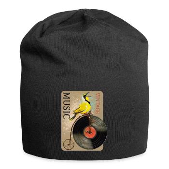 Vintage Music Bird Design - Jersey Beanie - black - Front