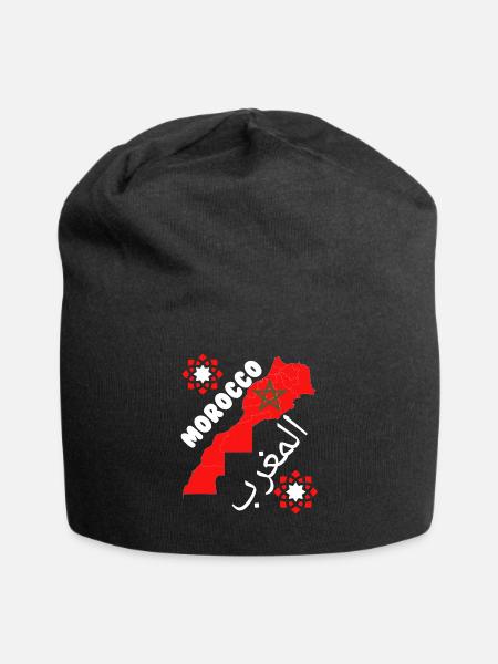 MOROCCAN DESIGN, moroccan flag, moroccan football - Bonnet en jersey - noir