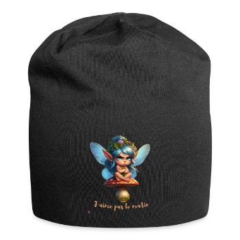 J aime pas le matin - Bonnet en jersey - noir - Devant