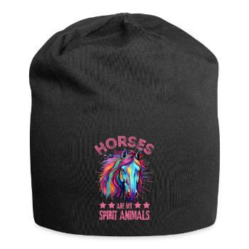 Des blobs de peinture pour chevaux colorés éclaboussent des éclaboussures - Bonnet en jersey - noir - Devant
