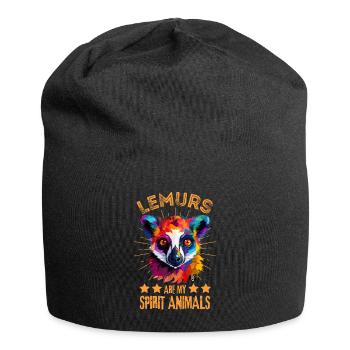 Bunter Lemur Farbkleckse Farbspritzer - Jersey-Beanie - Schwarz - Vorne