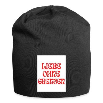 Liebe ohne Grenzen - Jersey-Beanie - Schwarz - Vorne