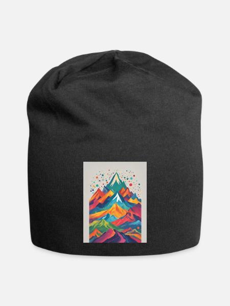 Berge bunt - Jersey-Beanie - Schwarz
