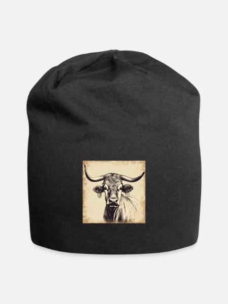 Vintage Cow - Jersey Beanie - black