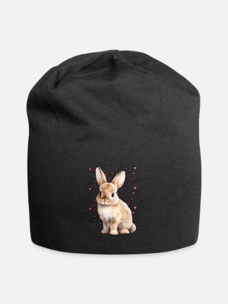 Herziger Hase - Jersey-Beanie - Schwarz
