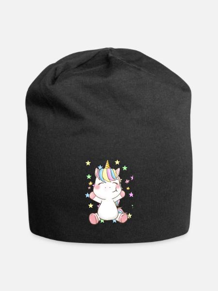 Happy Unicorn - Jersey Beanie - black