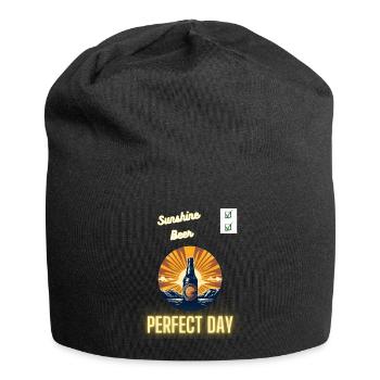 Sunshine: Check, Beer: Check = Perfect Day - Jersey Beanie - black - Front