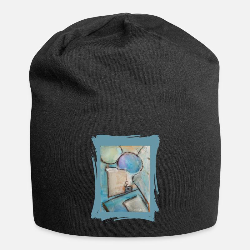 Abstraktes Aquarell mit Luftballons - Jersey-Beanie - Schwarz
