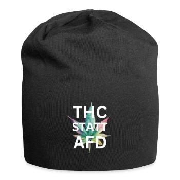 T-Shirt: THC instead of AfD, racism, smoking weed, cannabis - Jersey Beanie - black - Front