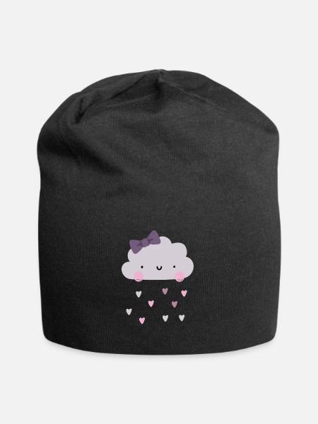 Liebe Wolke - Herzen - Regen - Jersey-Beanie - Schwarz