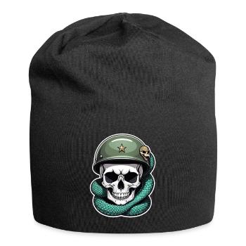 serpent squelette et tatouage - Bonnet en jersey - noir - Devant