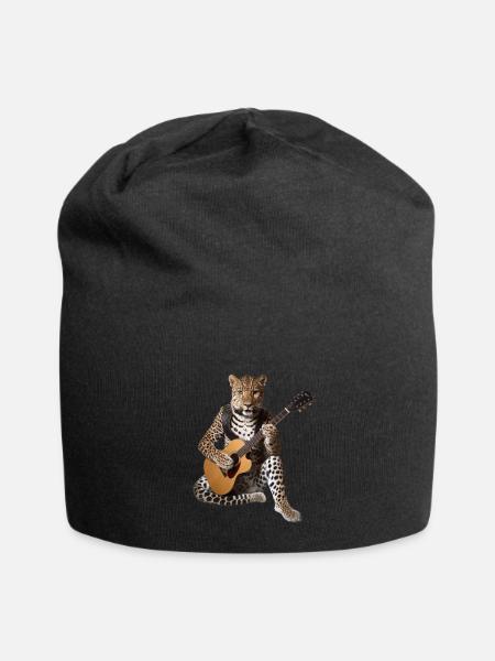 Cheetah panther jungle guitar music - Jersey Beanie - black