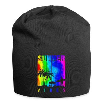 Sommer Illustration Sommer Blumenkunst Blume Meer - Jersey-Beanie - Schwarz - Vorne