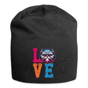 Chat d’amour - Bonnet en jersey - noir - Devant
